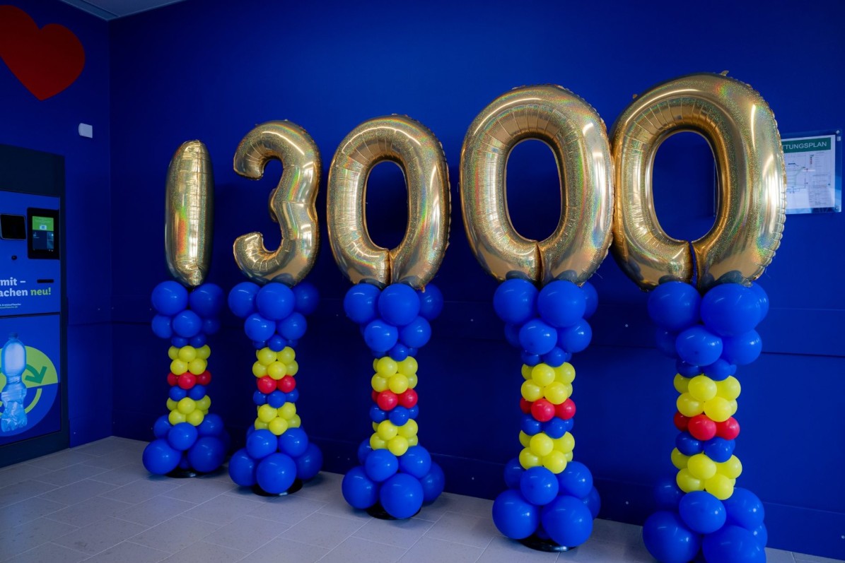 Zahl 13000 als Symbol fuer die Anzahl der Lidl Filialen
