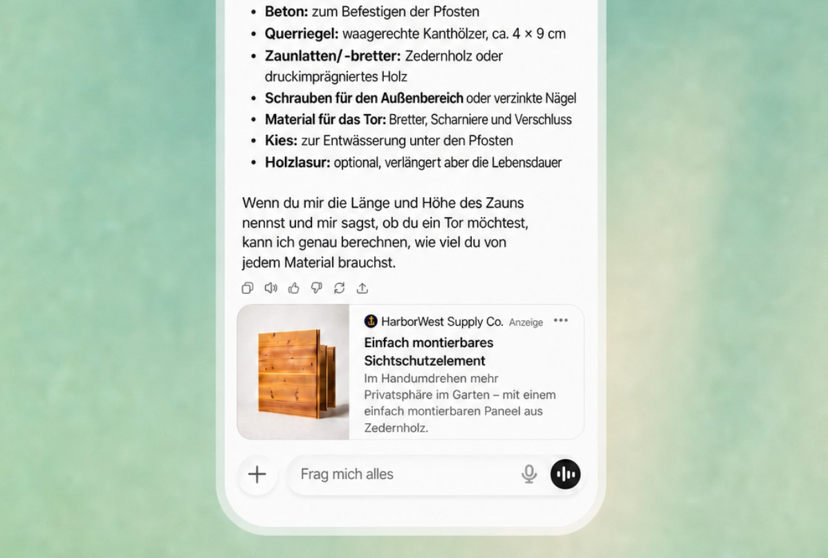 Anzeige Beispiel von ChatGPT Ads