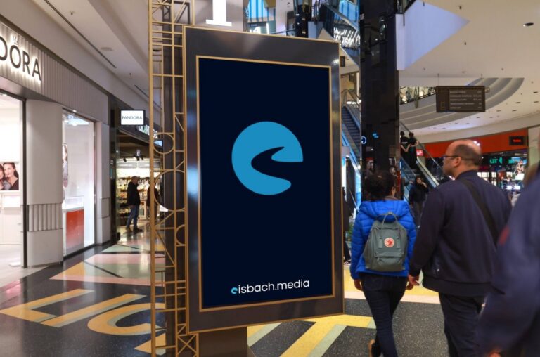 Logo von eisbach media auf einem Screen