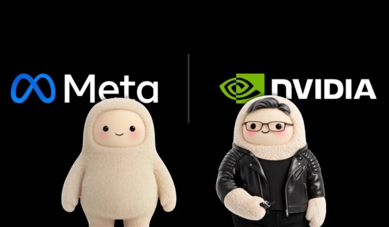 Logos von Meta und NVIDIA
