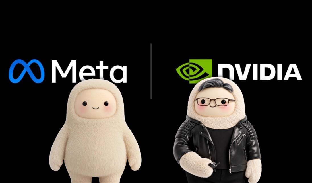 Logos von Meta und NVIDIA