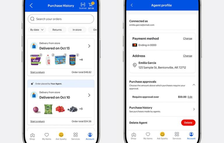 Screenshots von Agentenprofilen in der Walmart App